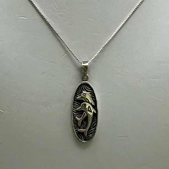 Silver Art Nouveau Dolphin Necklace